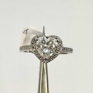 Heart Cut Moissanite Ring 1.2 Ct Halo 18k - 925 Statement Jewelry